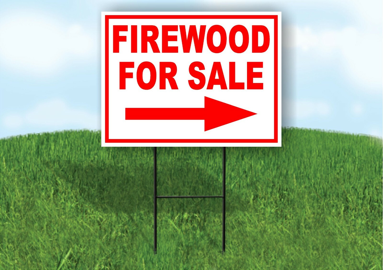 FIREWOOD FOR SALE RIGHT arrow Yard Sign Road with Stand LAWN SIGN Single sided