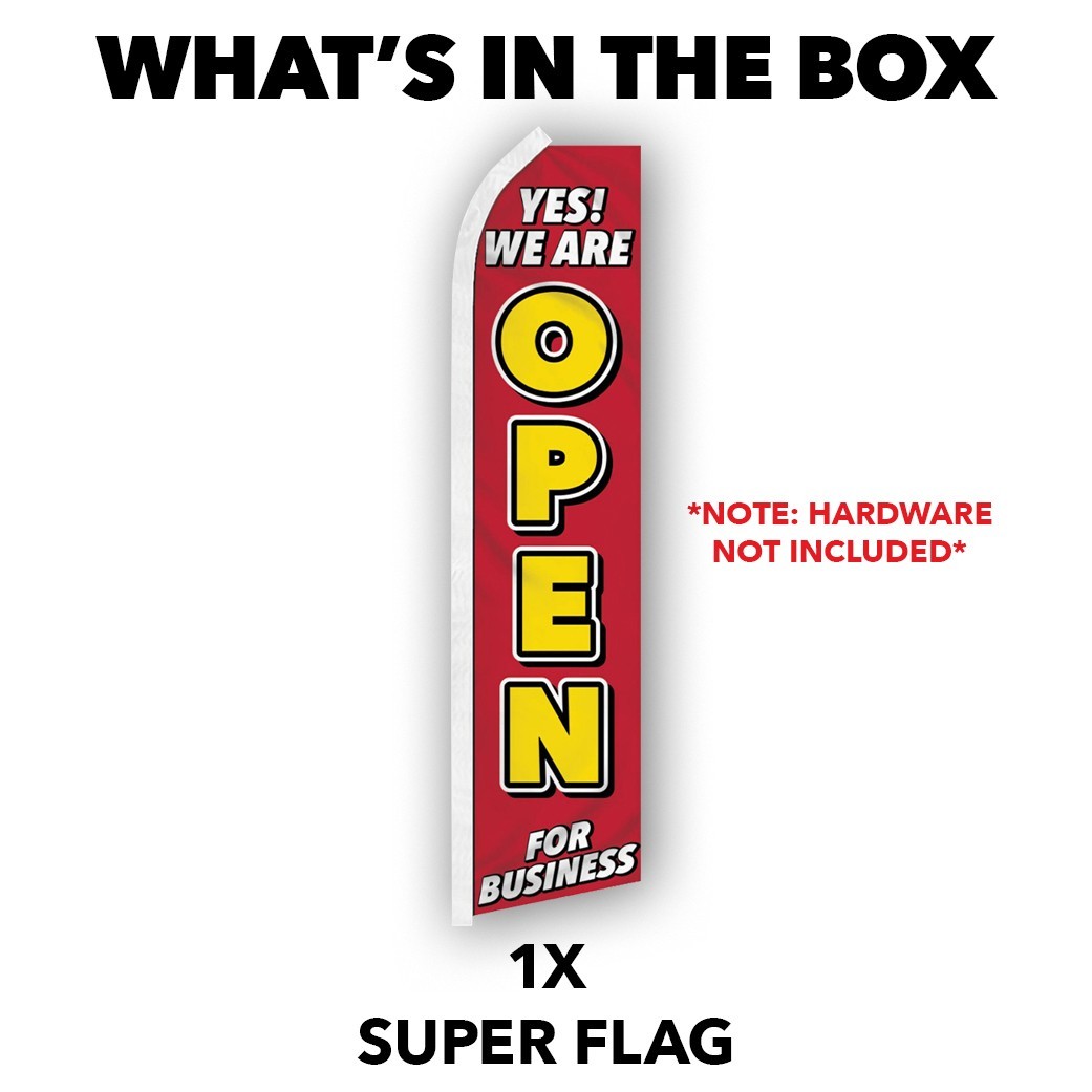 Open for Business Advertising Swooper Feather Flutter Flag Open Sign