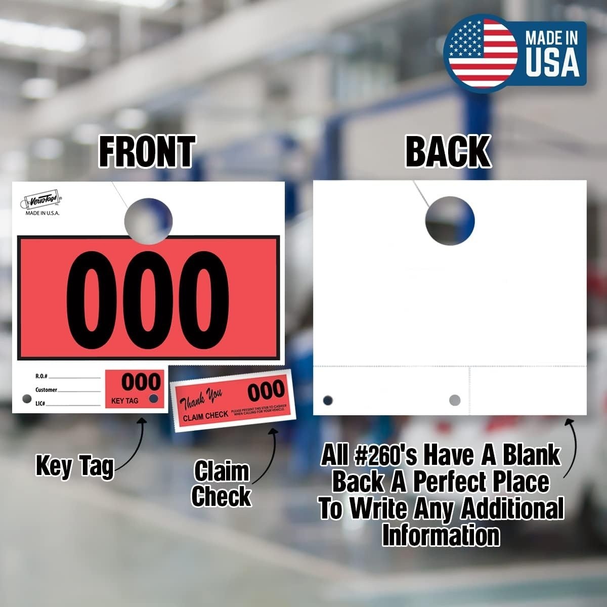 1000 Car Dealer Service Hang Tags Mechanic Repair Shop 3 Piece System – Orange