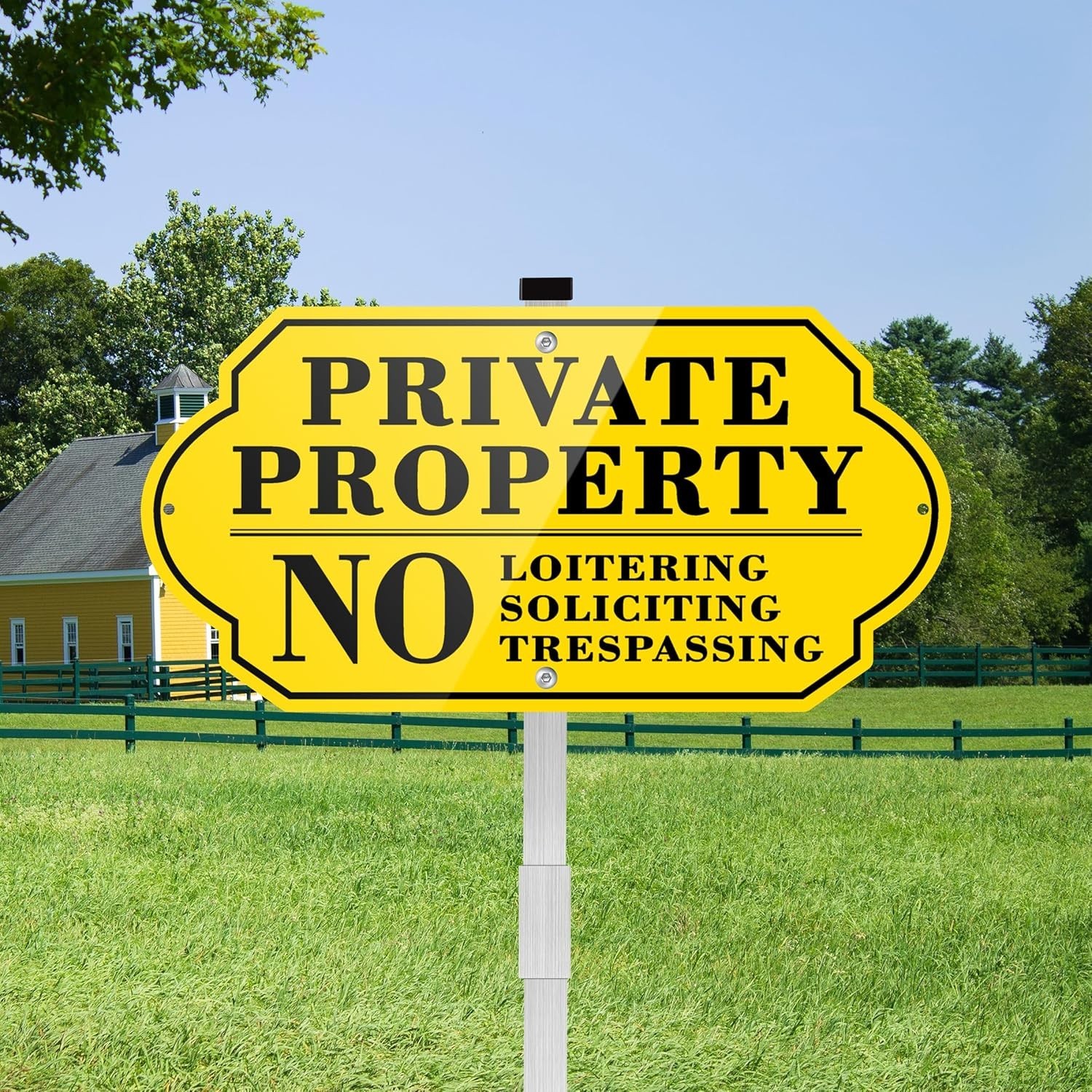 Private Property Shield Sign No Soliciting Loitering Tre Shield Sign With Stake