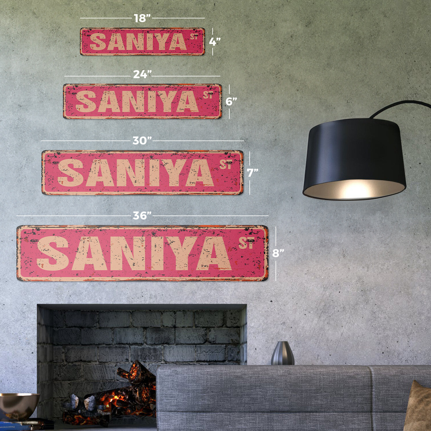 SANIYA Vintage Street Sign Childrens Name Room| Indoor/Outdoor