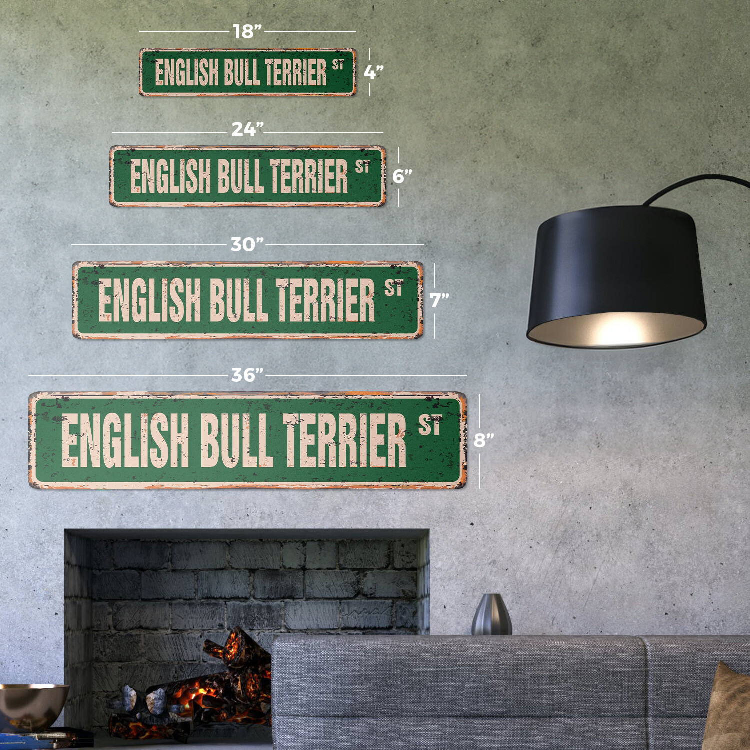 ENGLISH BULL TERRIER Vintage Street Sign dog lover owner breeder vet