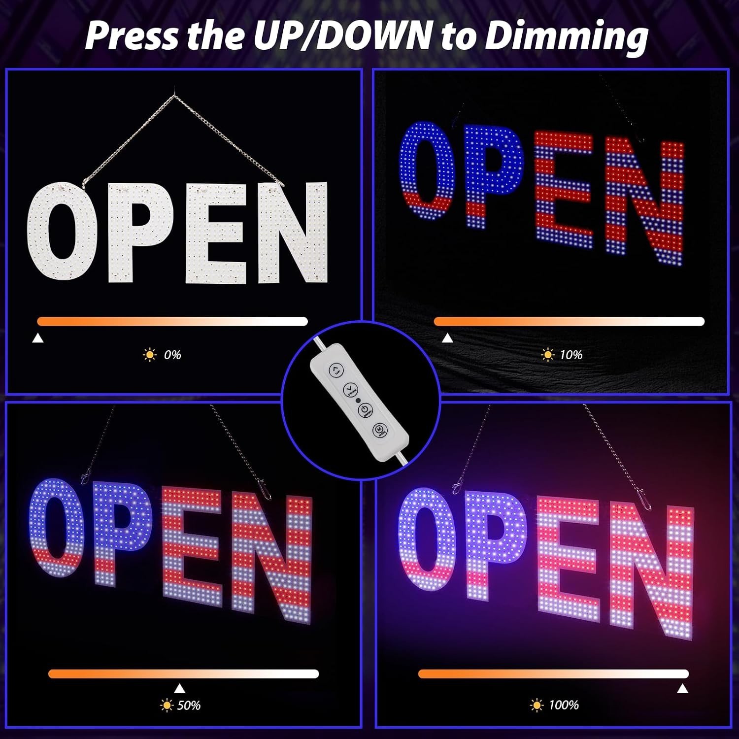 LED Open Signs for Business,Thirdpolite 30×10 inch Large Dimmable Bright Light U