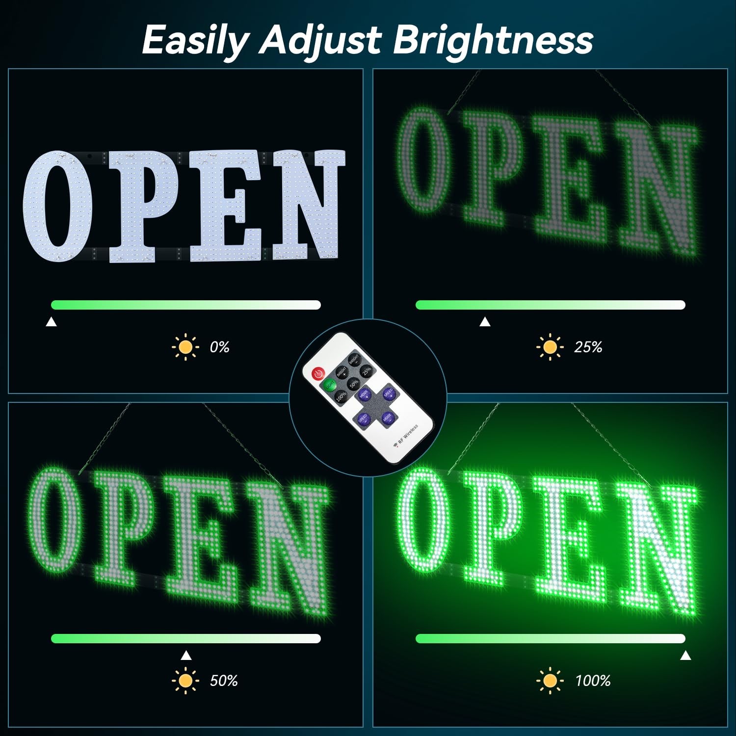 Open Sign for Business 40″ x 14″, Bright LED Open Sign with Remote Control, 1…