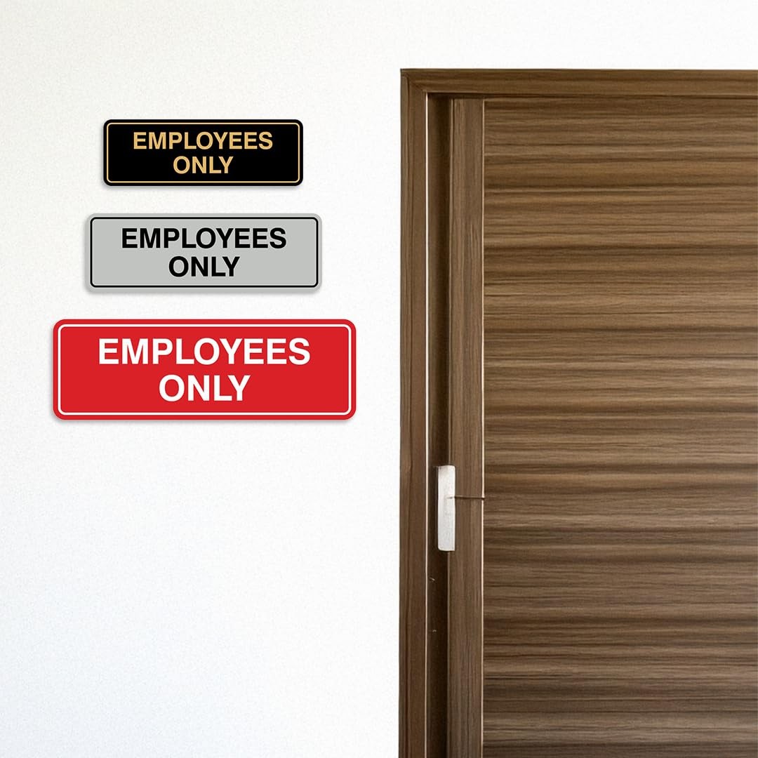 All Quality Standard Employees Only Sign – Silver – Large 2 Pack