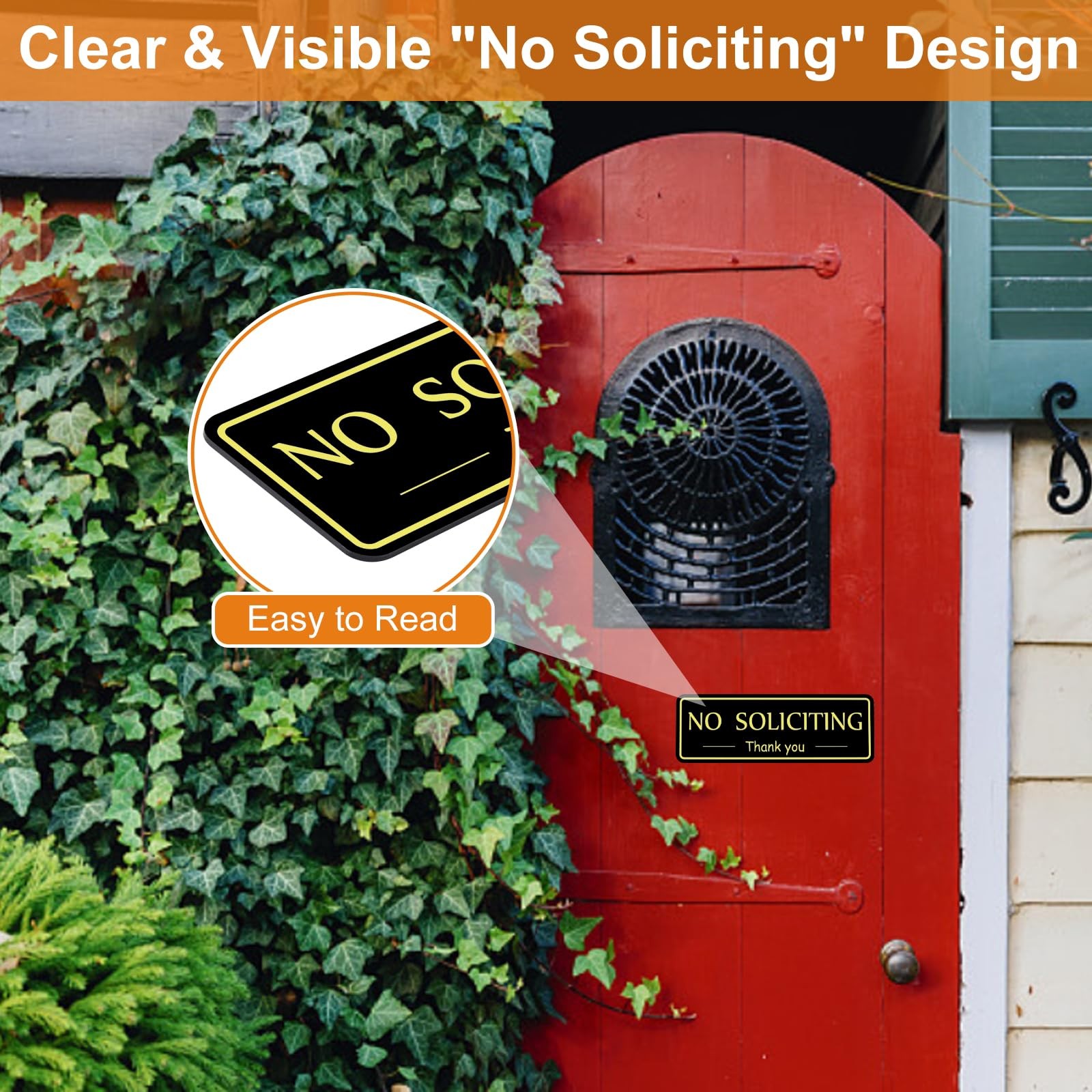 2 Pack No Soliciting Sign for House, Strong Self-Adhesive No Solicitation