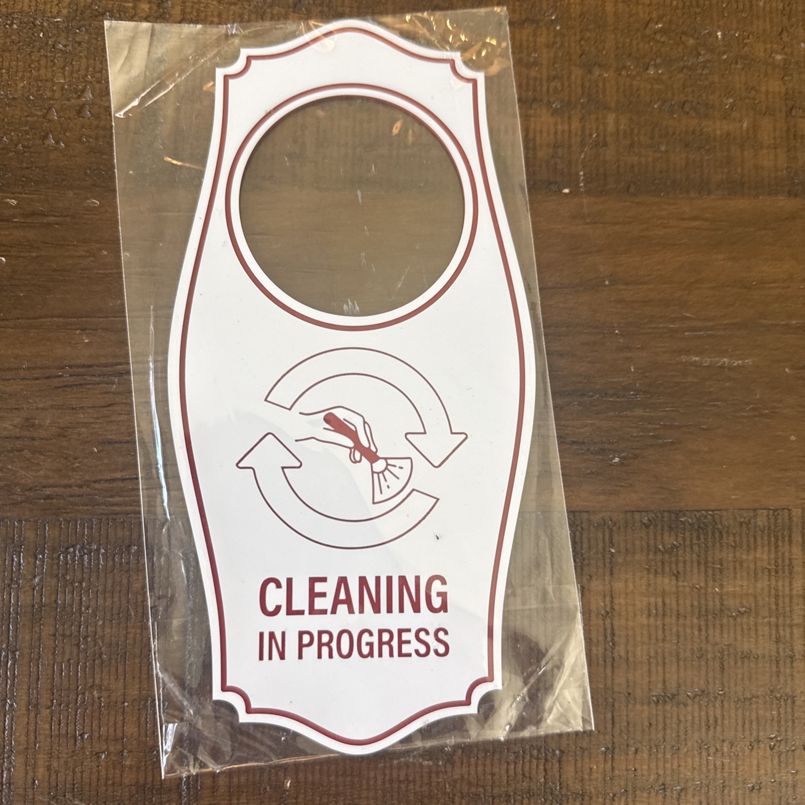 Signs ByLITA Cleaning in Progress Door Hanger – White Red, 4″ x 8″