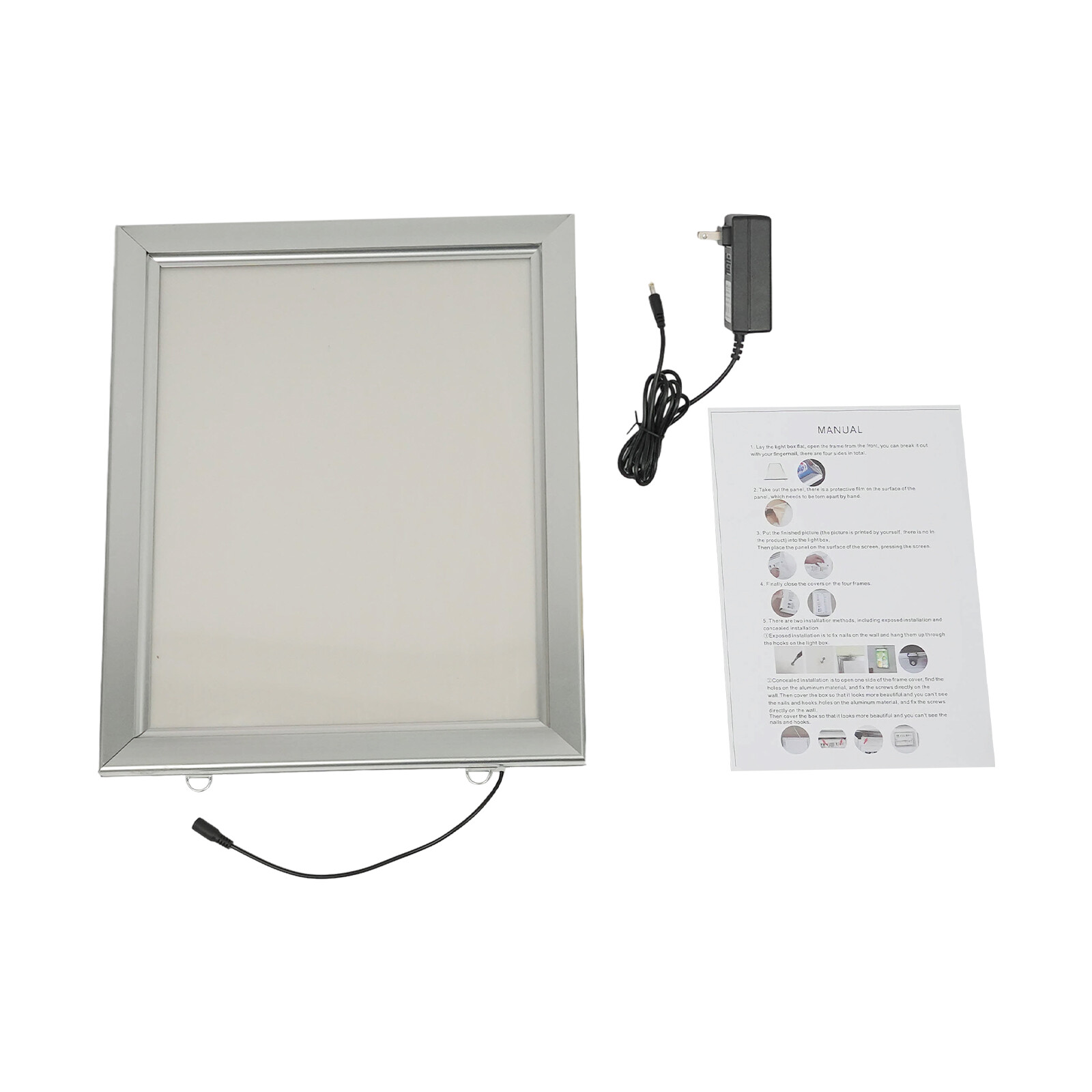LED Poster Frame Wall Mount 18W Corded Advertising Sign Holder Aluminum Acrylic