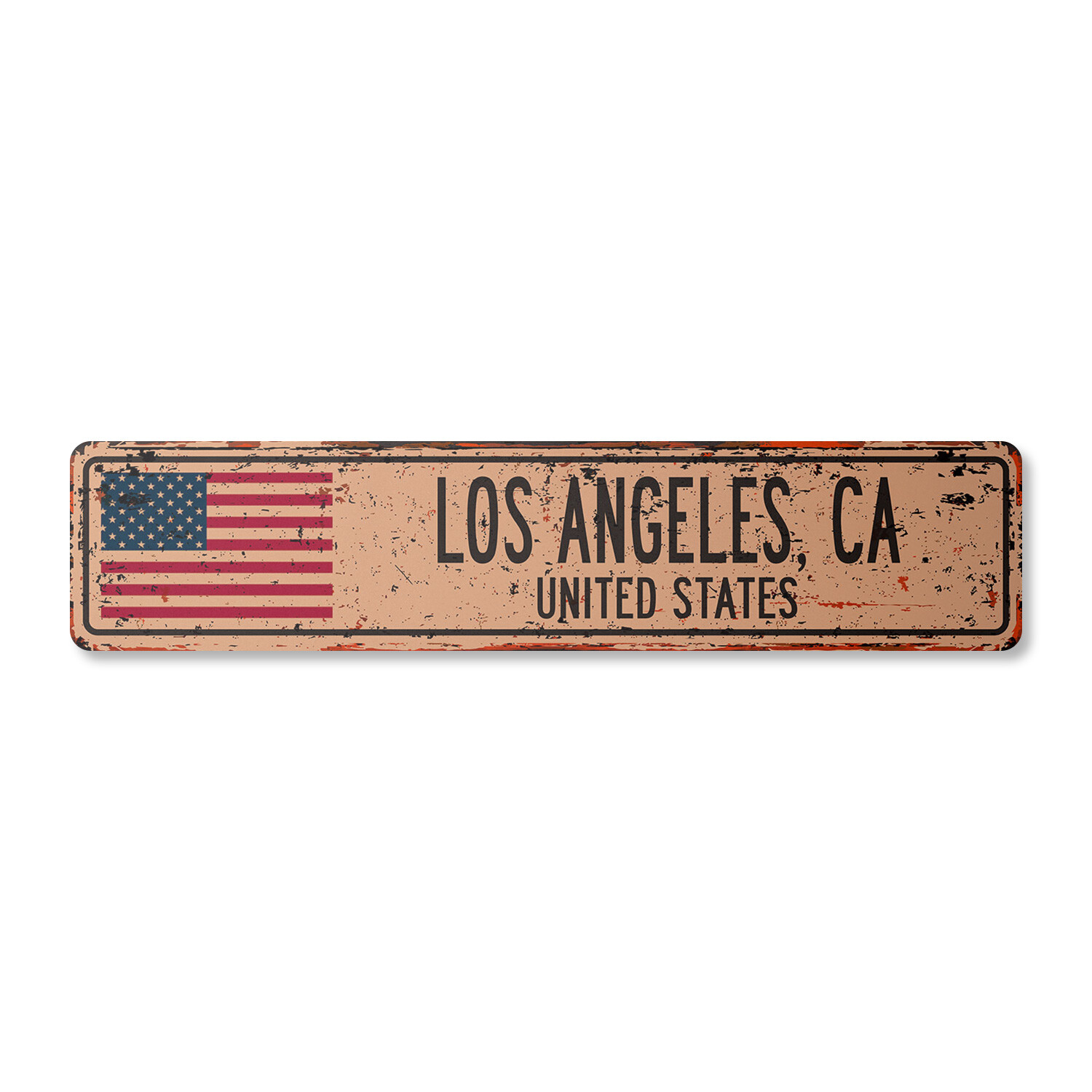 LOS ANGELES CA UNITED STATES Vintage Street Sign American flag city country rust