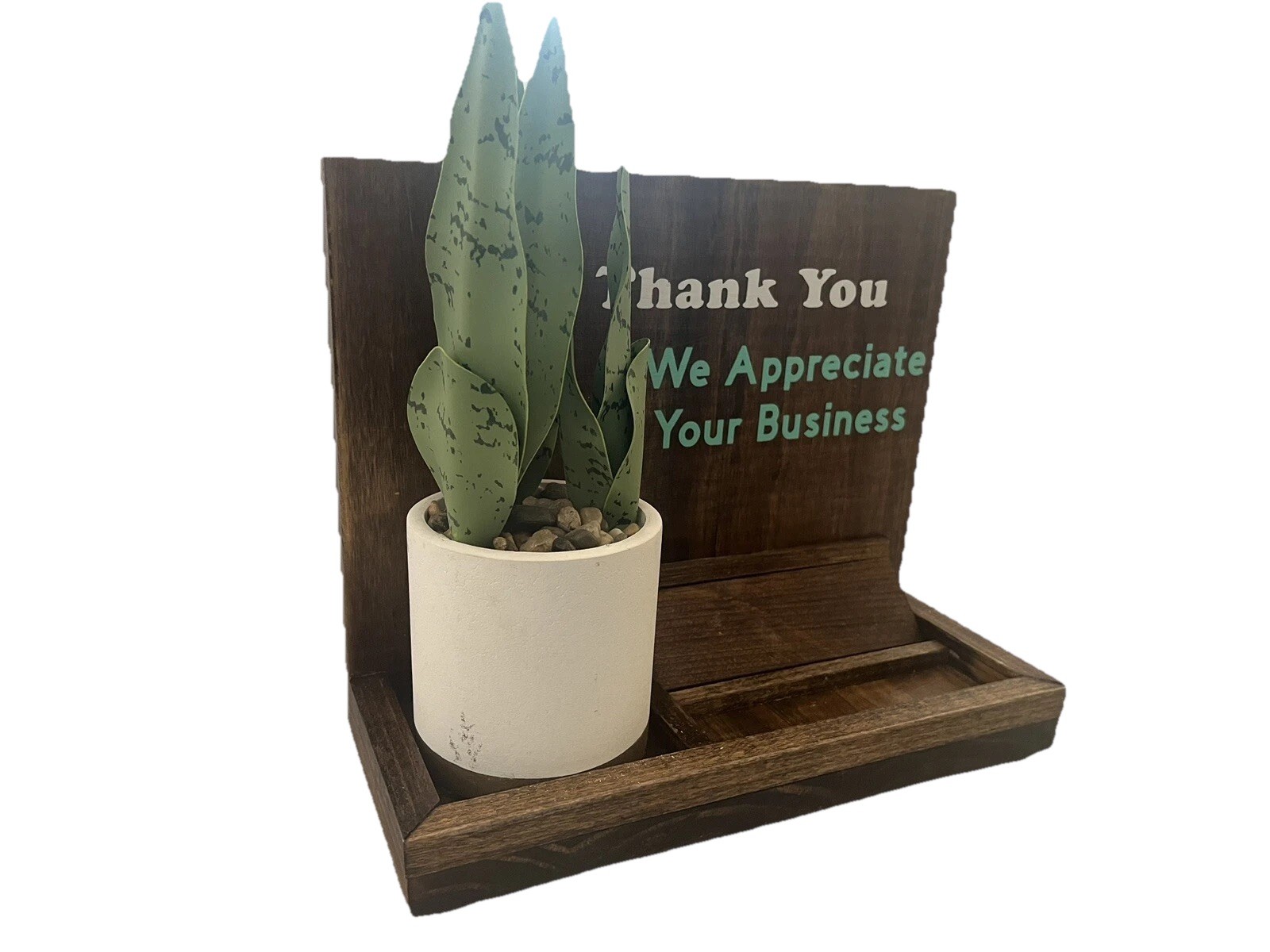Appreciate Your Business Free Standing Wood Sign And Business Card Holder