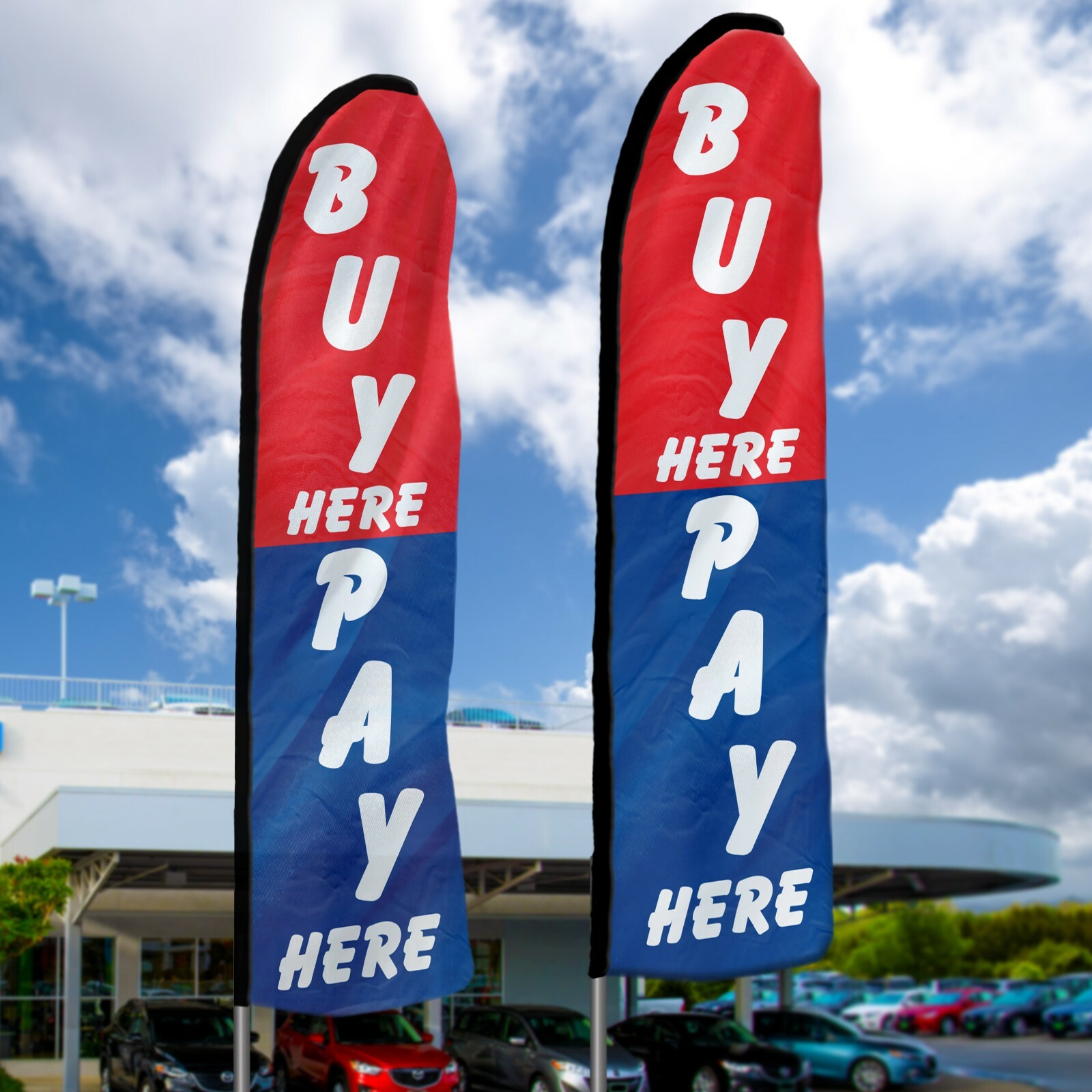 EZ Line Used Car Dealership Carlot Swooper Feather Flag Dealer 3 Large Flag Kit