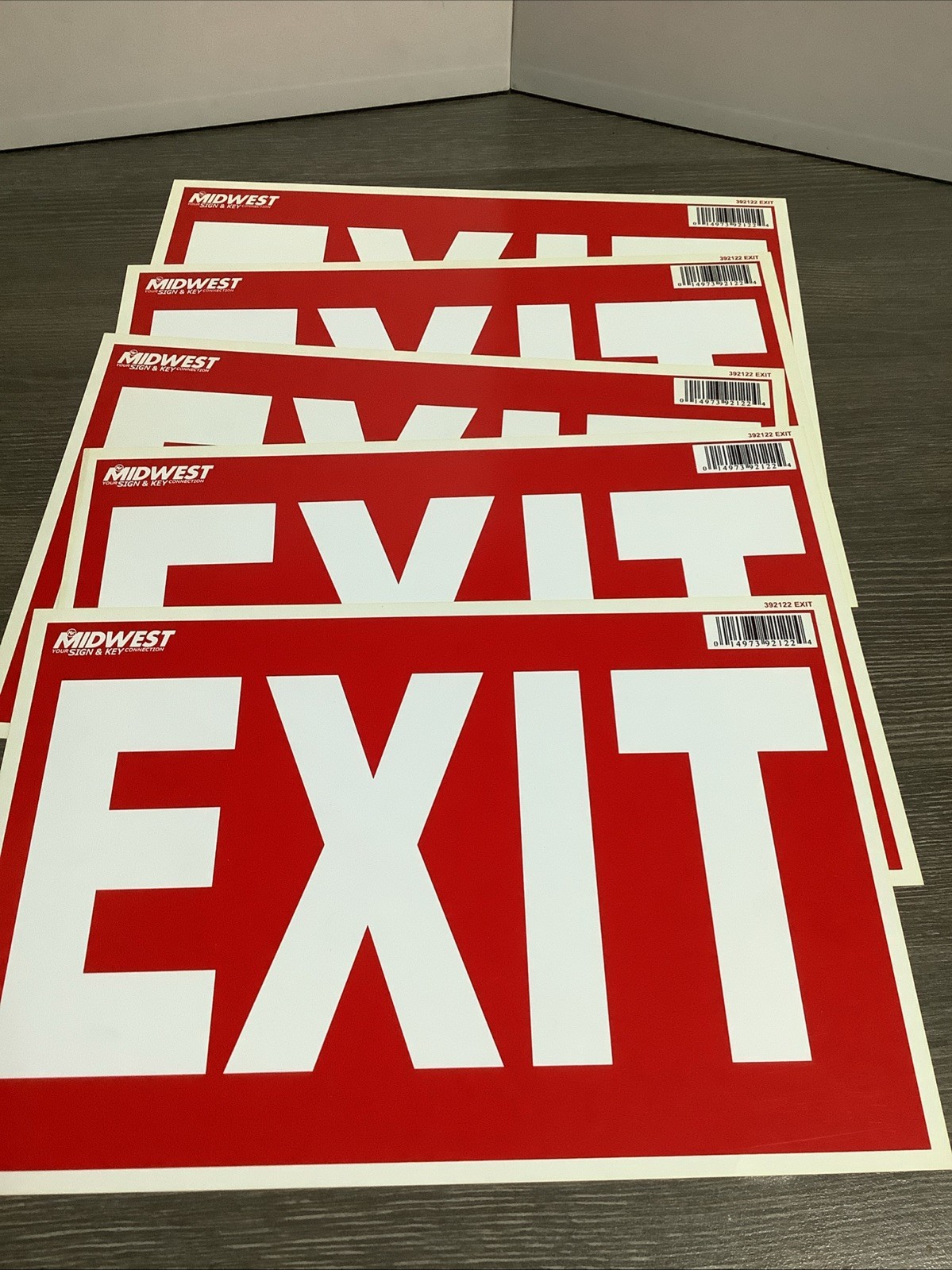 EXIT Sign 8”x 12” Plastic Flexible Lot Of 5 NOS Midwest Sign & Key 39122