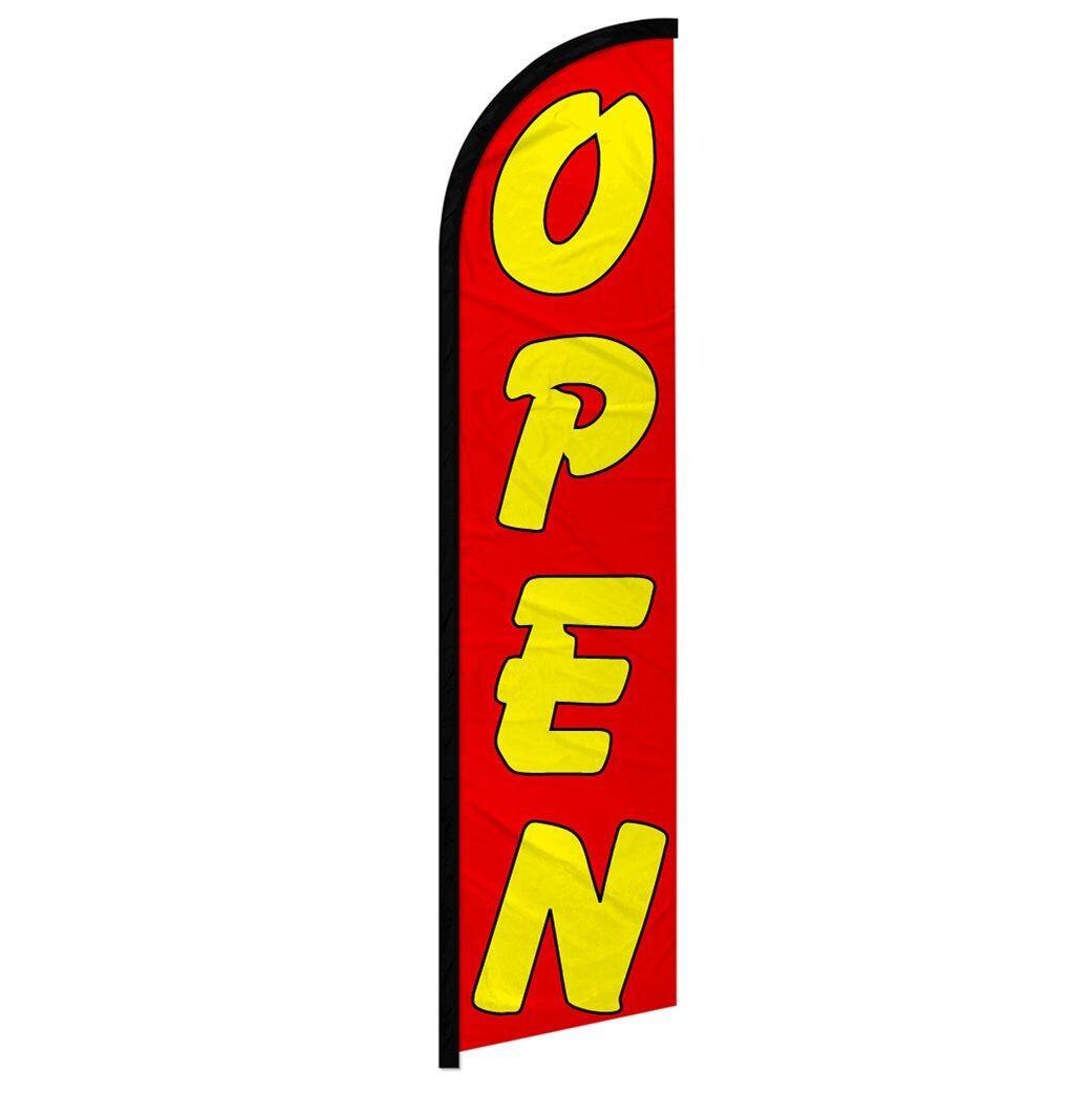 Open (Red & Yellow) Windless Advertising Open Banner Flag for Businesses