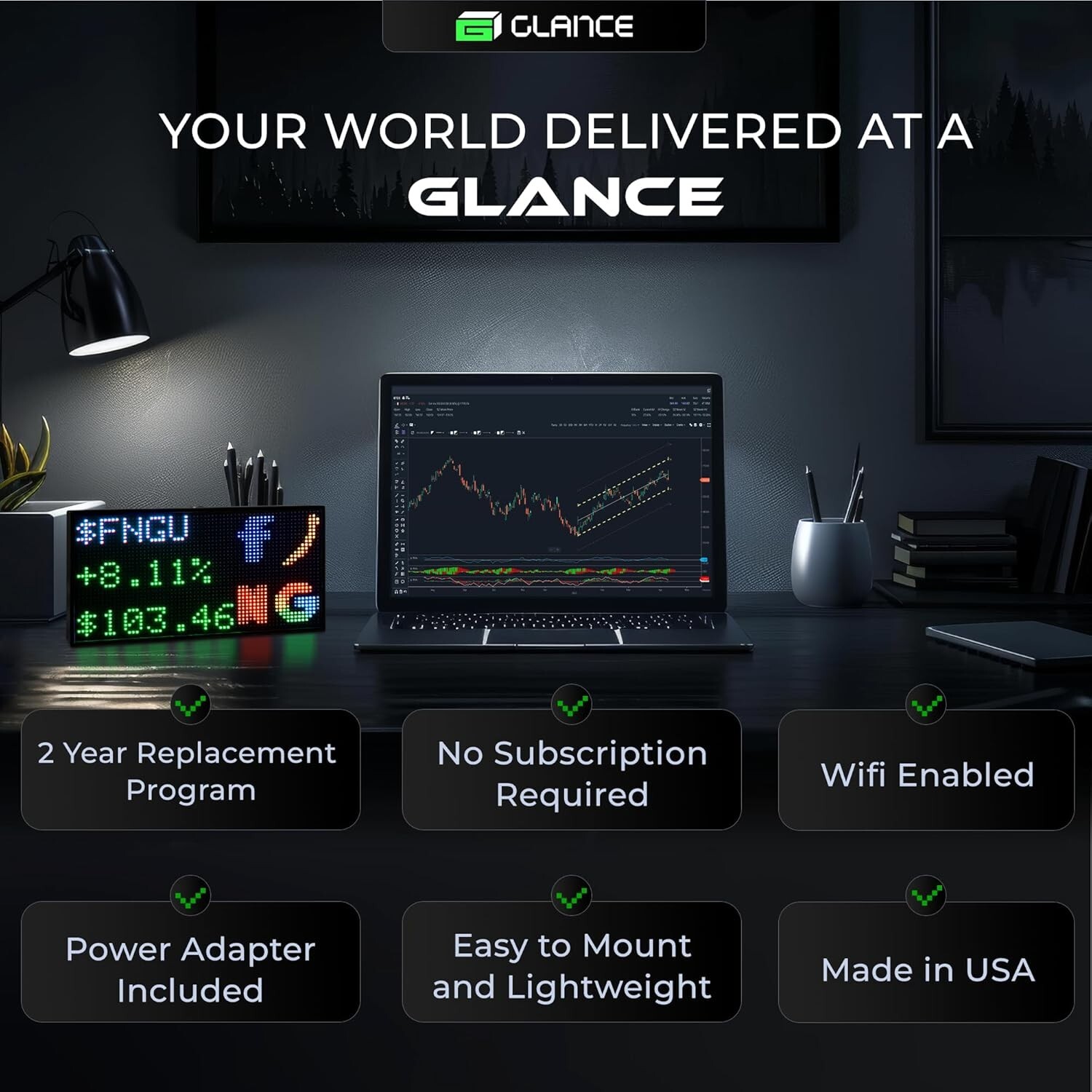 Glance LED Ticker – Customizable LED Display Sports Ticker, LED Display for M…