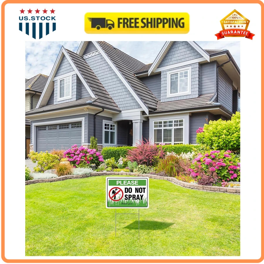 Do Not Spray Yard Sign 2 Pack 12×9 Corrugated Plastic with Metal Stakes