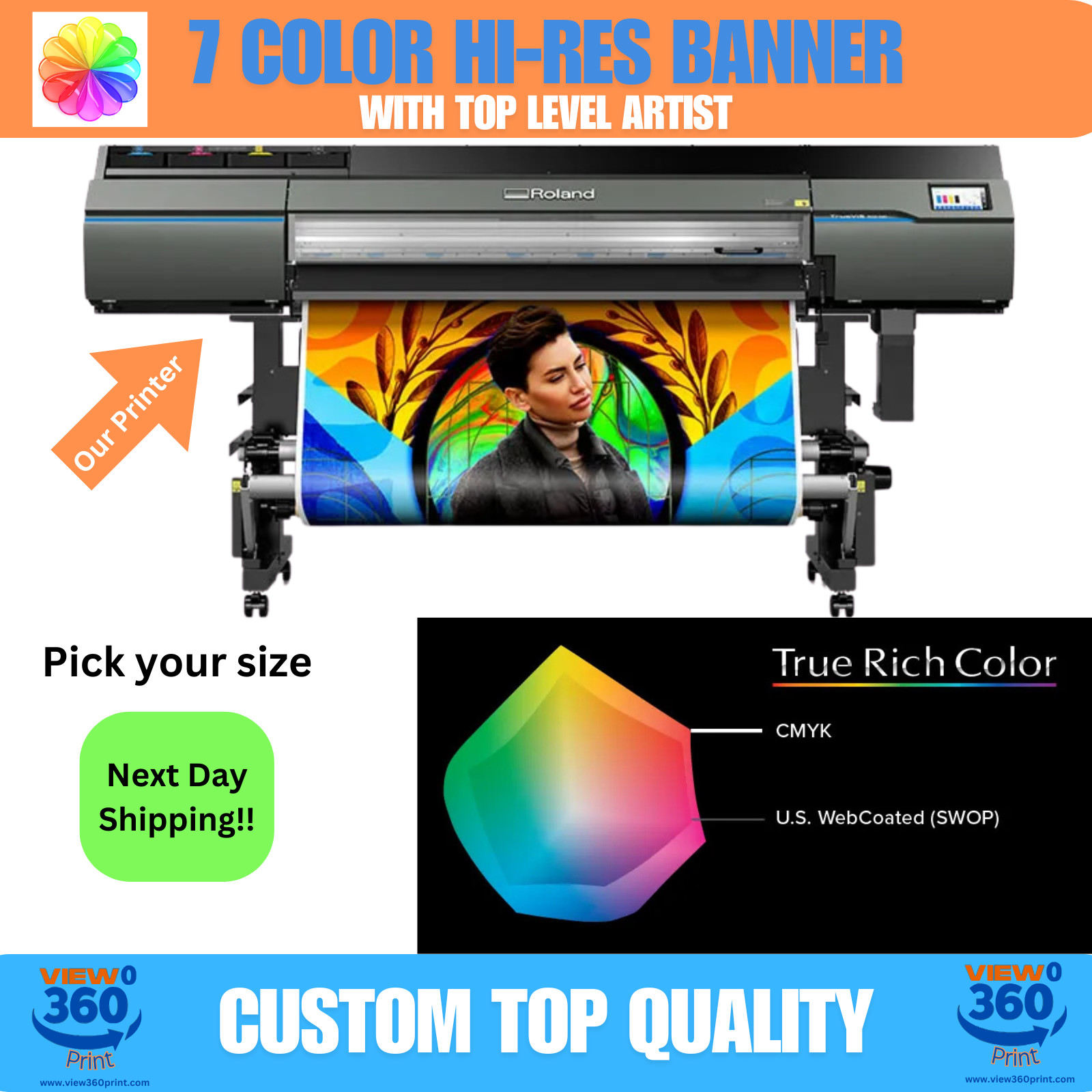 48″x96″ High Quality 7 Color VINYL BANNER – 13OZ – GROMMETS FREE DESIGN