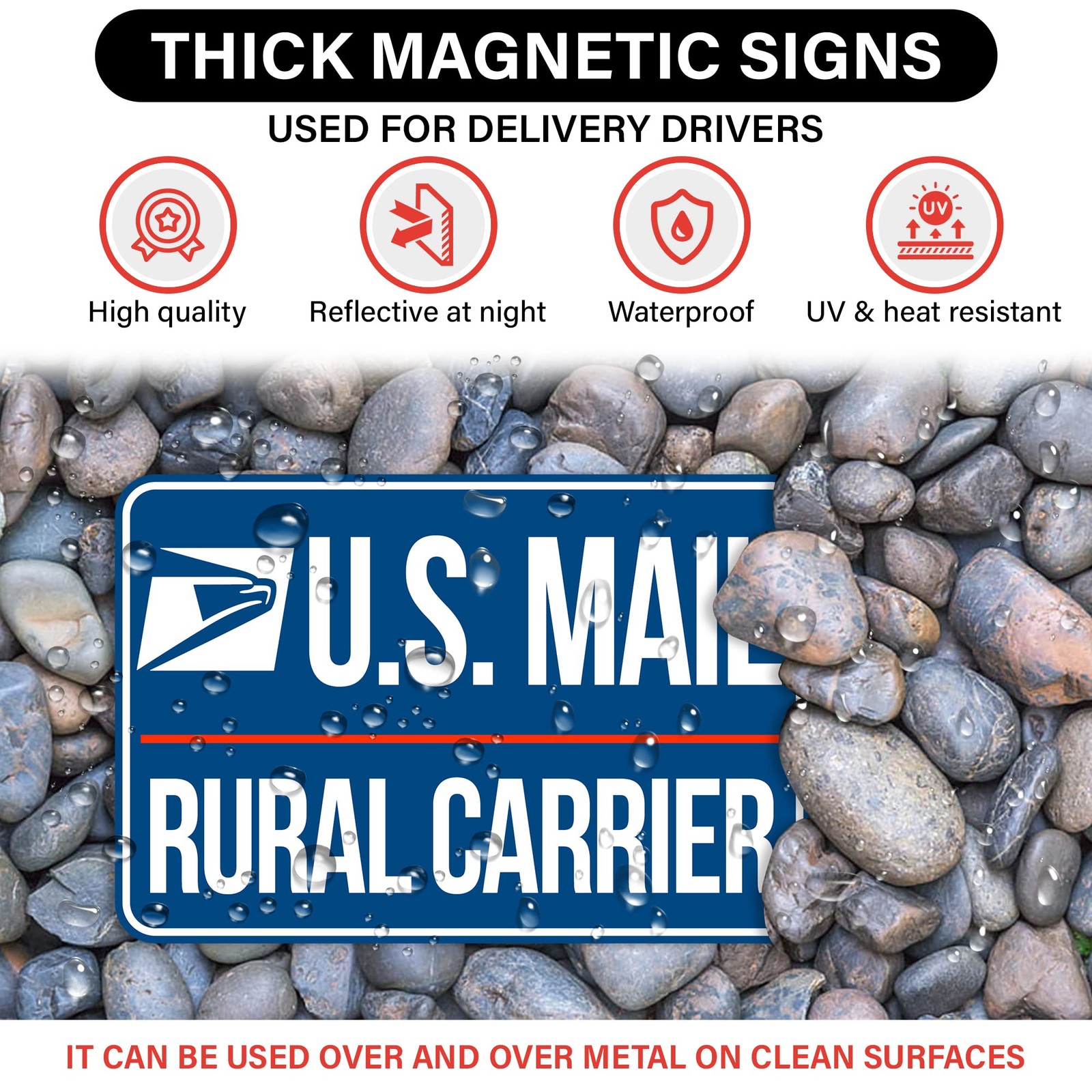 Lumiere Tech 3 Pack Heavy Duty U.S. Mail Delivery Driver Magnetic Signs Rural De