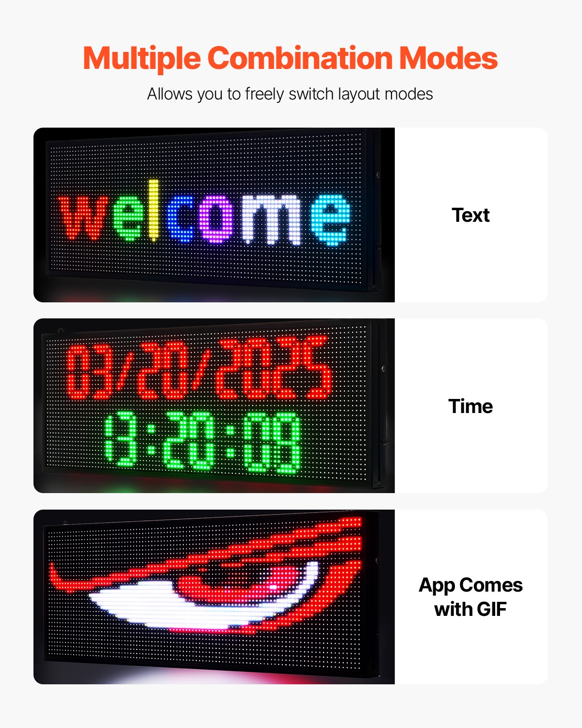 VEVOR 40×14 in Programmable LED Sign Digital Scrolling Display Board P10