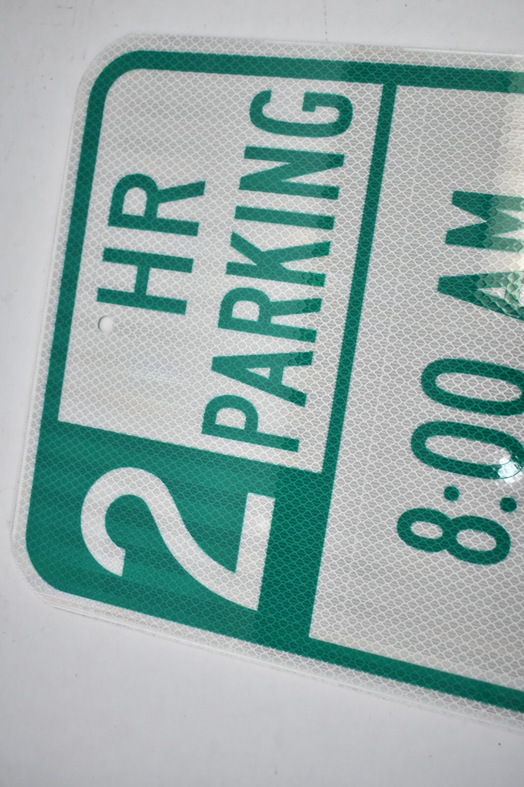 2 Hour Parking 8AM To 5PM Green/White Reflective Aluminum Sign 12″ x 18″