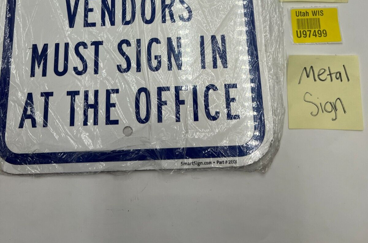 Qty 2 SmartSign All Visitors and Vendors Must Sign In Office Sign 12 x 18″ 2EQI