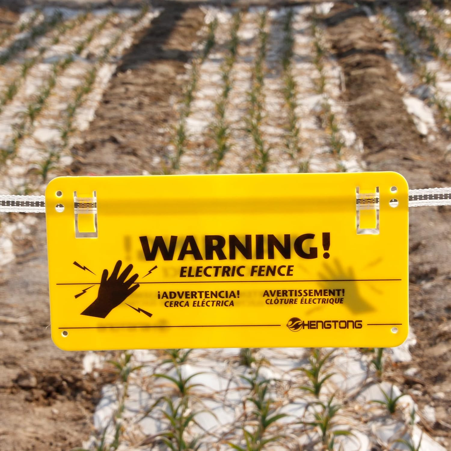 Plastic Electric Fence Warning Signs – 4 Pcs Yellow, 9.5 X 4.7 Inch, No Touching