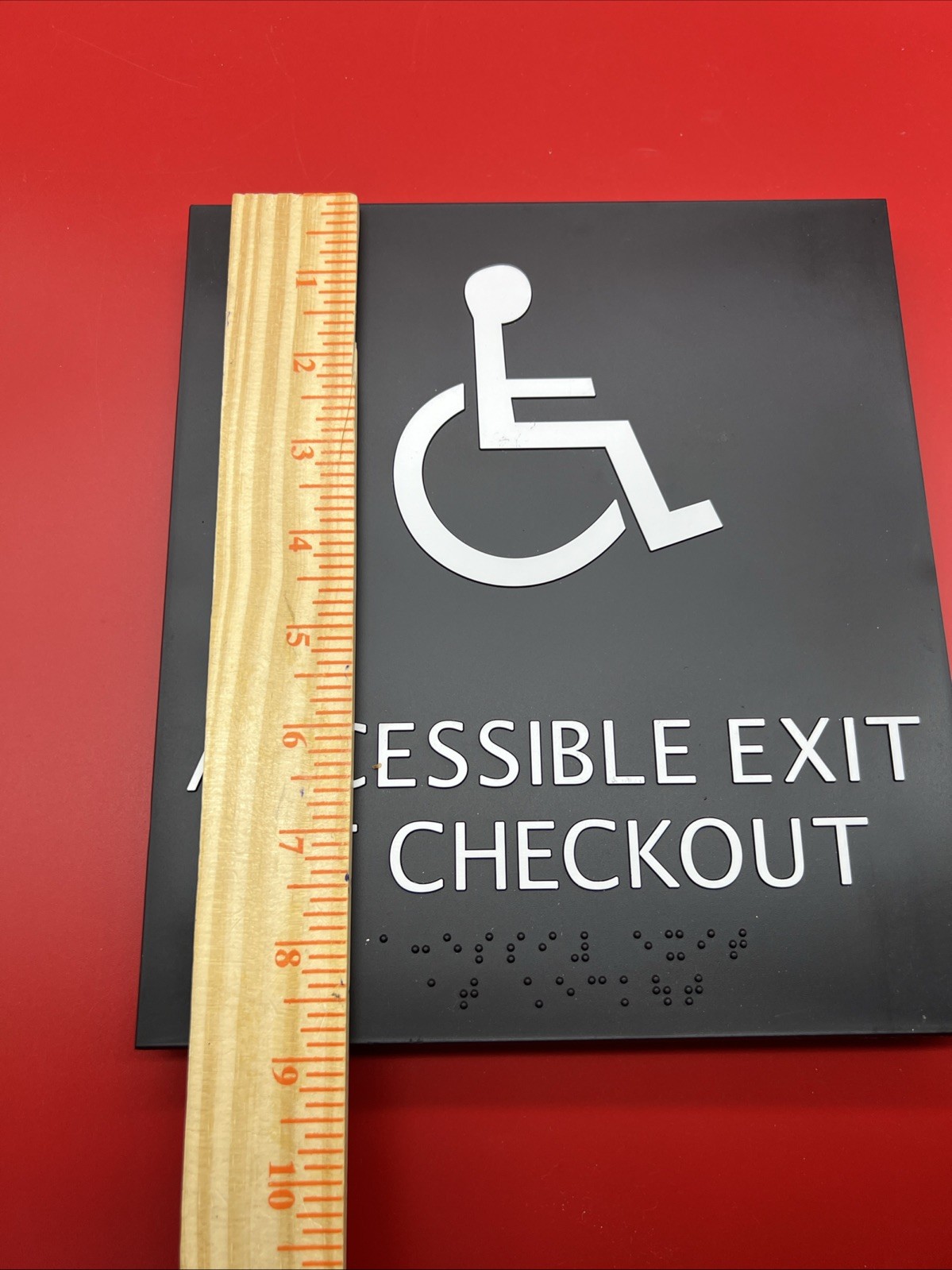 Lot of 5~ Wheelchair Accessible Exit at Checkout Signs w/ Braille Message