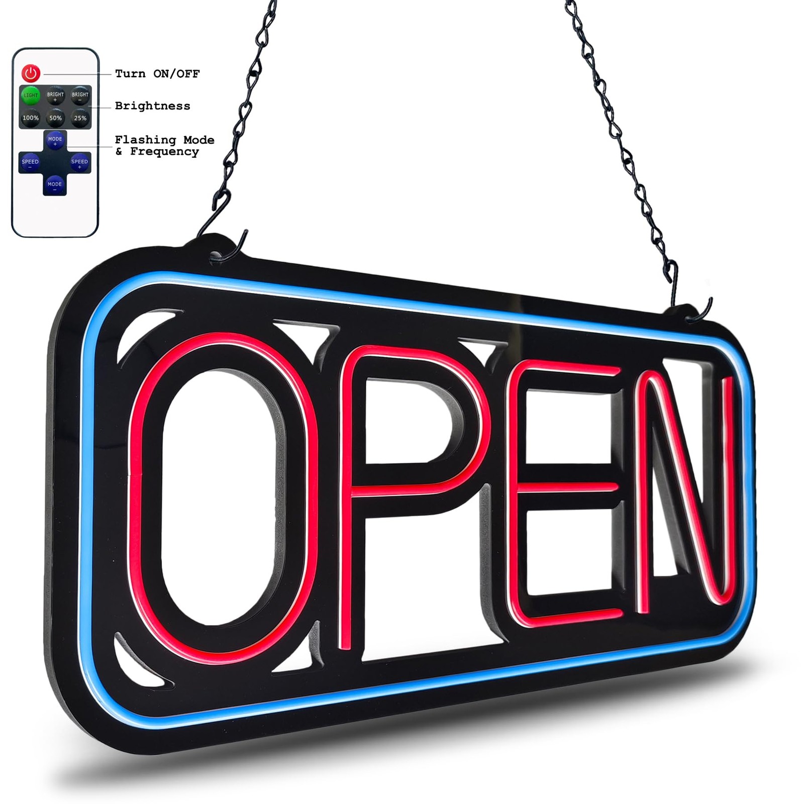 Open Signs for Business,32×16 inch Large Bright Open Sign Neon Led Lighted,Remot