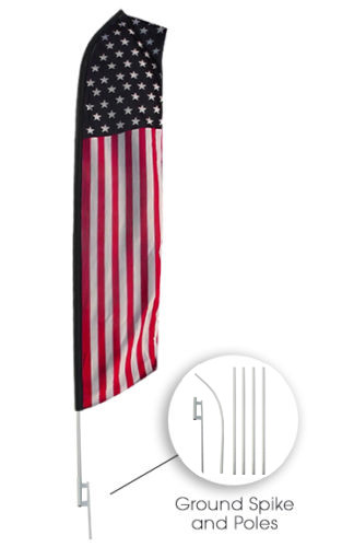 Feather Flutter Swooper Flag 16′ POLE + SPIKE Ground Stake Mount KIT 6 PACK