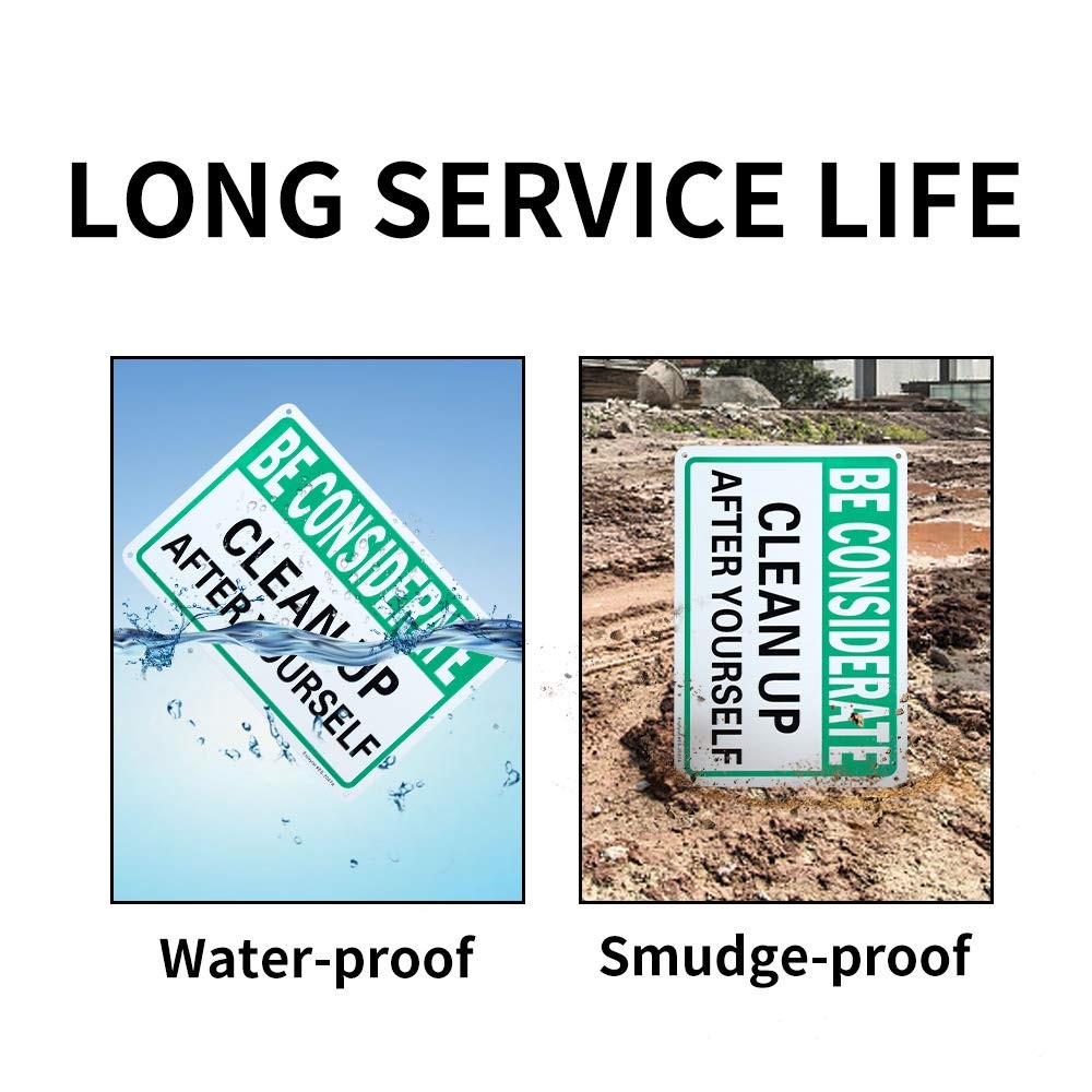 Be Considerate Clean Up After Yourself Aluminum Warning Sign 10×7 In 2 PCS