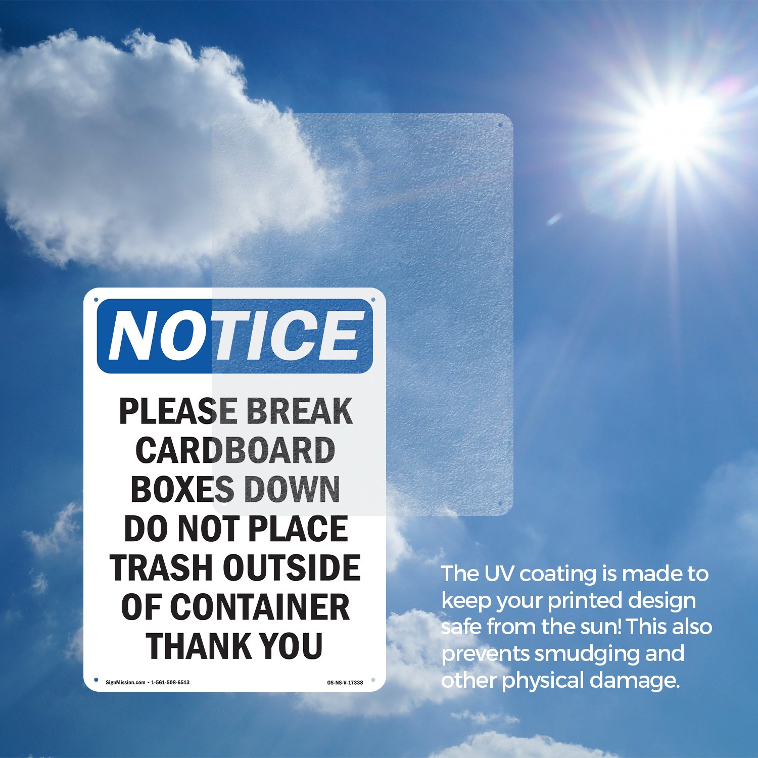 Please Break Cardboard Boxes Down OSHA Notice Sign Metal, Decal – 5 or 10 Pack