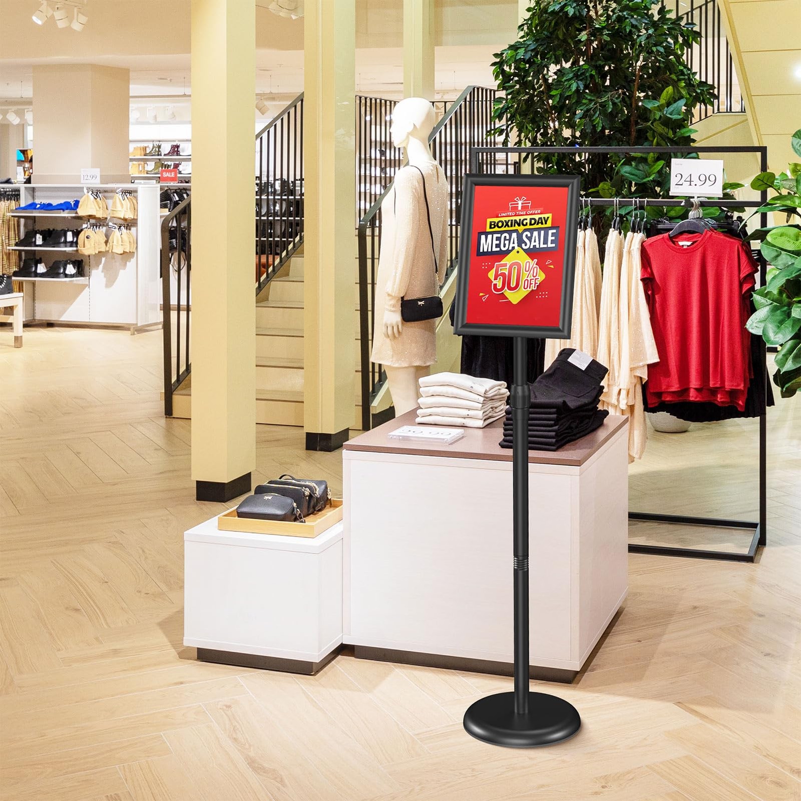 Relx Sign Holder Stand 8.5×11 inch – Adjustable Floor Standing black