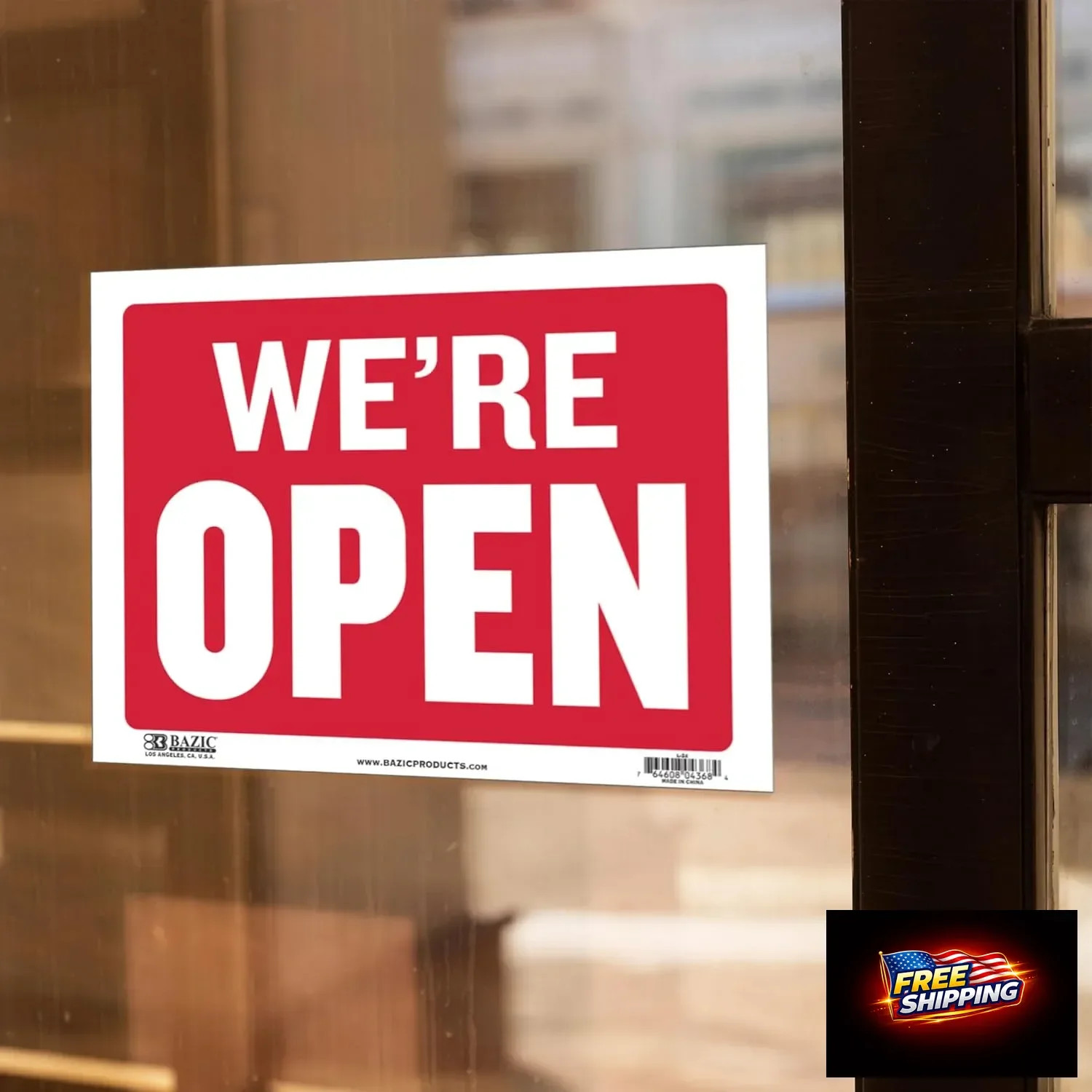 BAZIC Products Open & Closed Sign 12″x16″, Double Sides Plastic Vinyl Signs, Bus