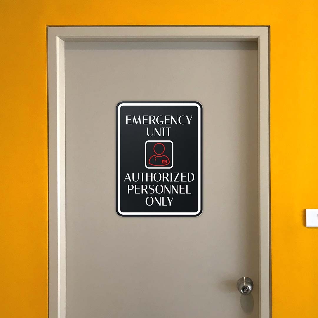 Portrait Round Plus Emergency Unit – Authorized Personnel Only Wall or Door Sign