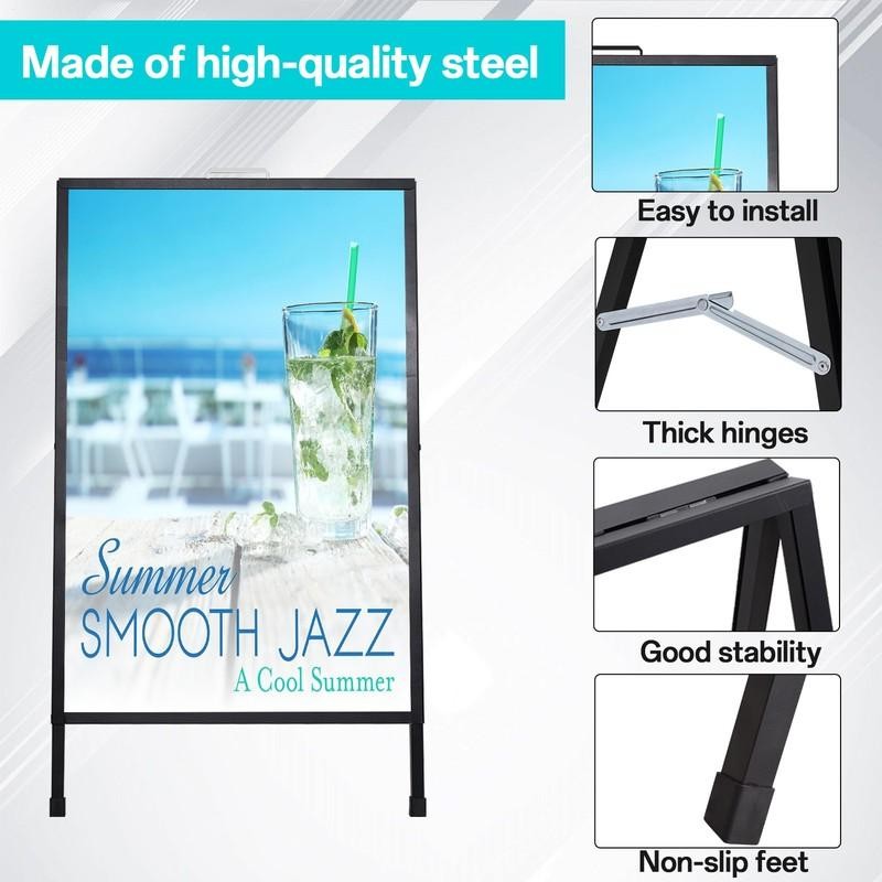 24″x36″ Heavy-Duty Double-Sided Metal Sidewalk A-Frame Sign Holder Stand