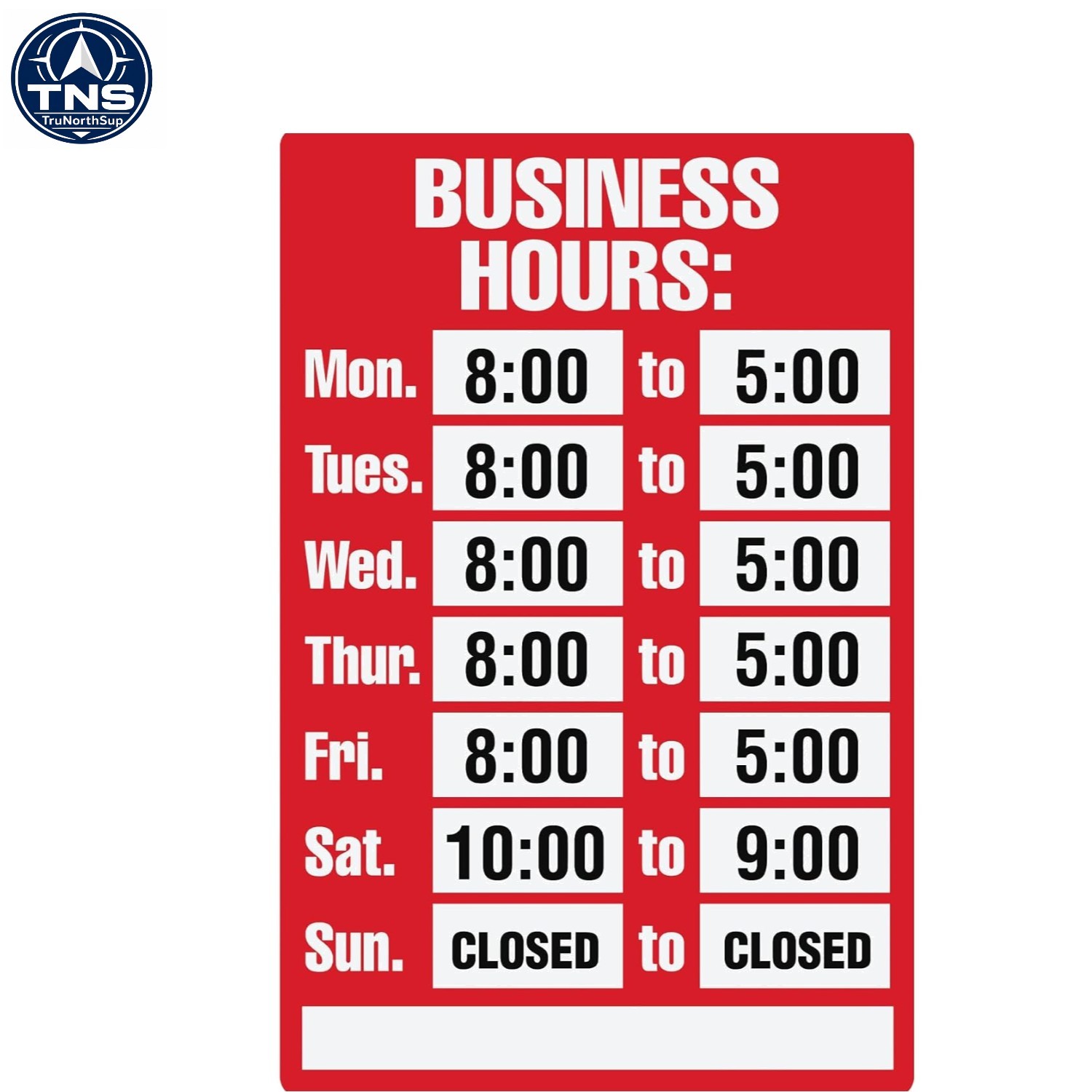 Business Hours Sign Kit 8×12 Inches Plastic Customizable Wall Mount Outdoor