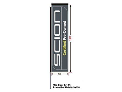 Scion Certify Preowned Rectangular Flag 15′ Pole and Ground Spike, 3’W x 12’H