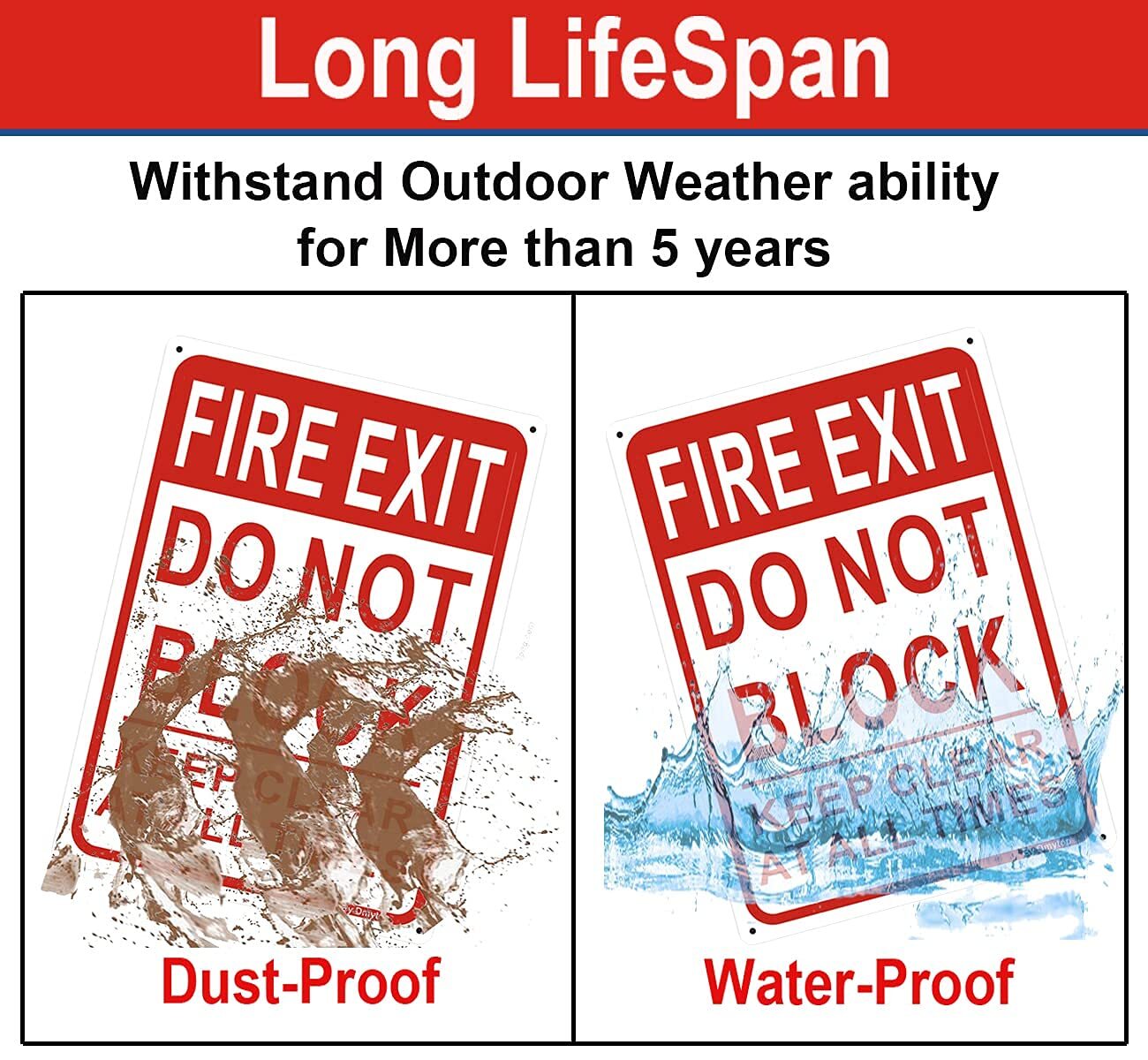Fire Exit Sign Do Not Block Door Signs Keep Clear at All Times Sign 10 x 7 In…