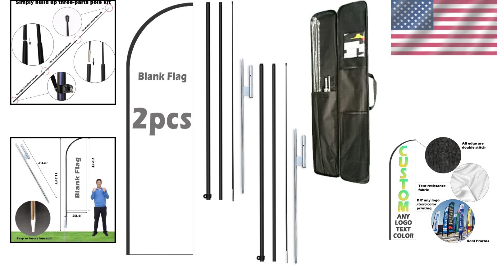2 Pack DIY Feather Flag Kit – Business Advertising Bundle