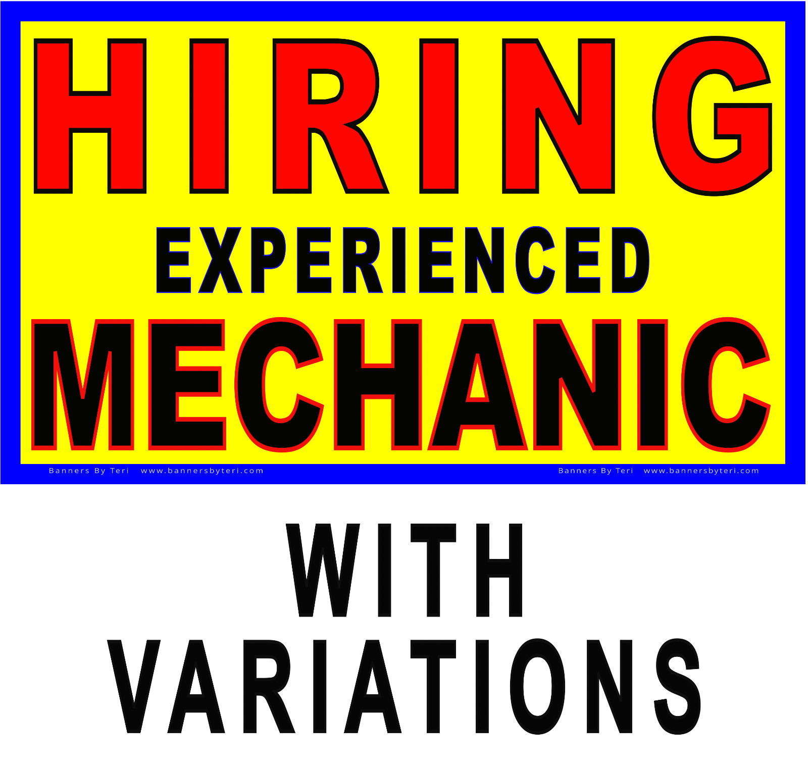 HIRING MECHANIC Banner With VARIATIONS – Vinyl Signs – Fast Ship – DURABLE-USA