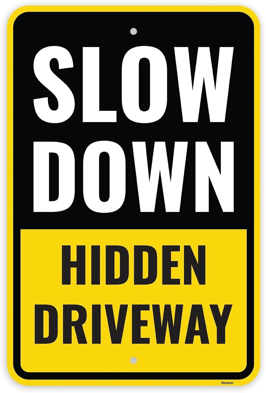 1PC Reflective Hidden Driveway Sign 18 x 12 Inches – Aluminum – Slow Signs Fo