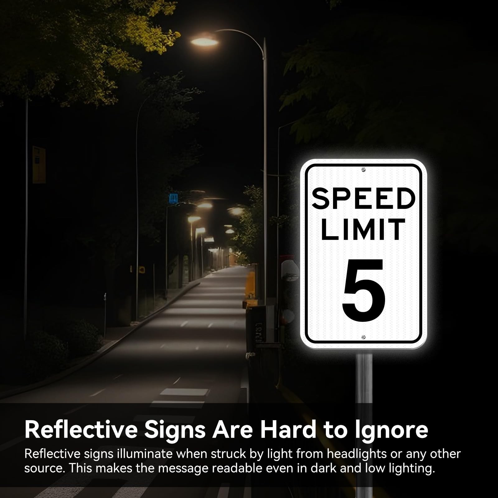 Speed ​​Limit Sign 5 MPH Slow Down Traffic Sign 12 x 18 Reflective 40Mil