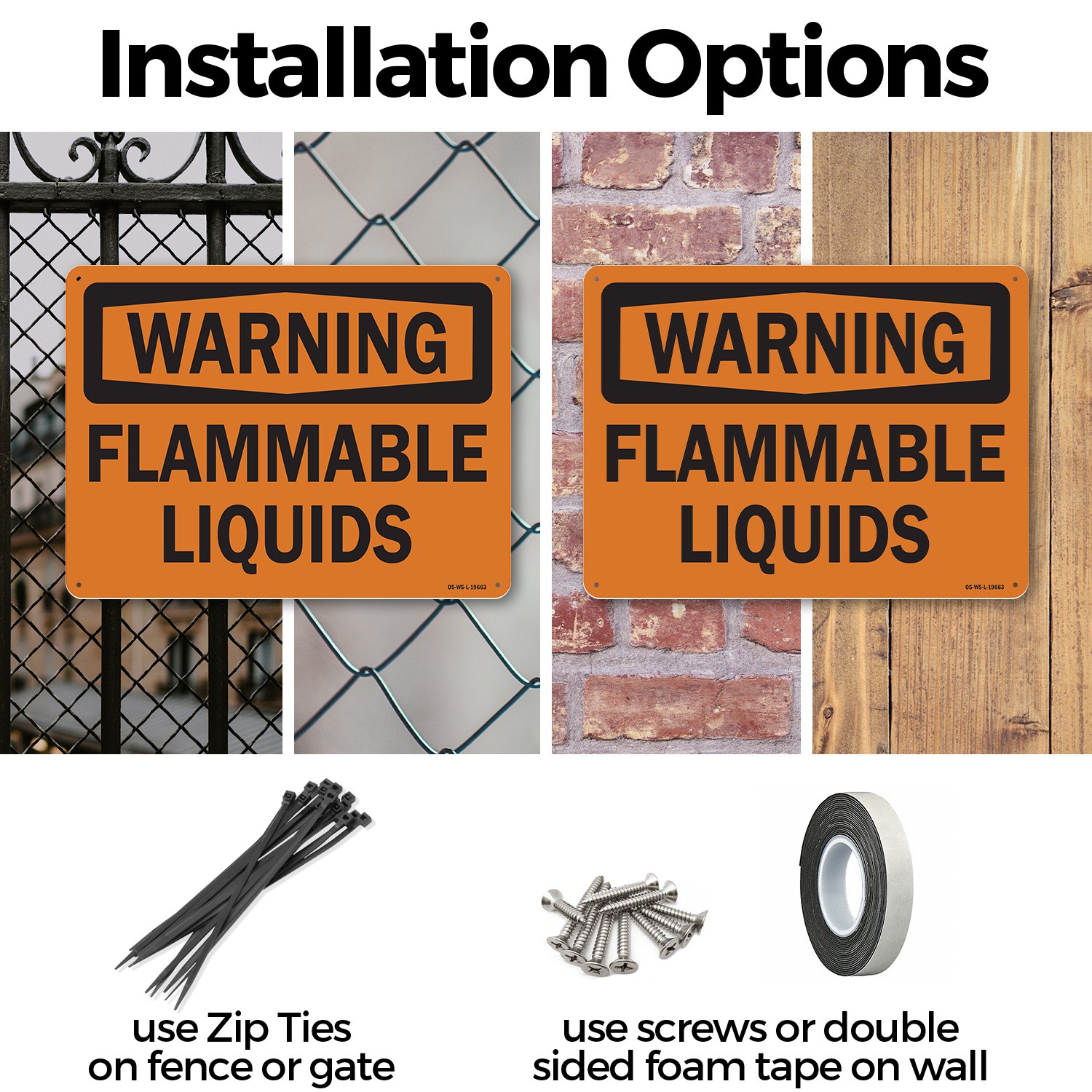 Flammable Liquids OSHA Warning Sign Metal, Plastic, Or Decal – 5 or 10 Pack