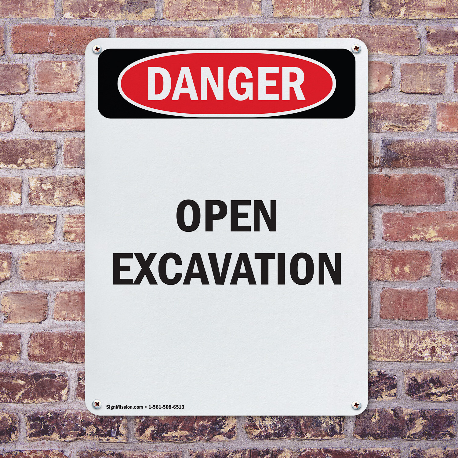(2 Pack) Open Excavation OSHA Danger Sign Decal Metal Plastic