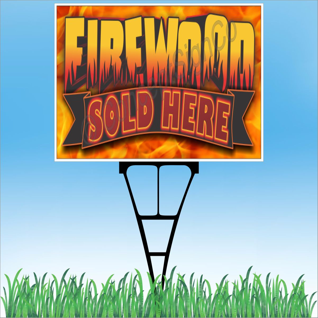 18″x24″ FIREWOOD SOLD HERE Outdoor Yard Sign & Stake Sidewalk Lawn Sales Wood