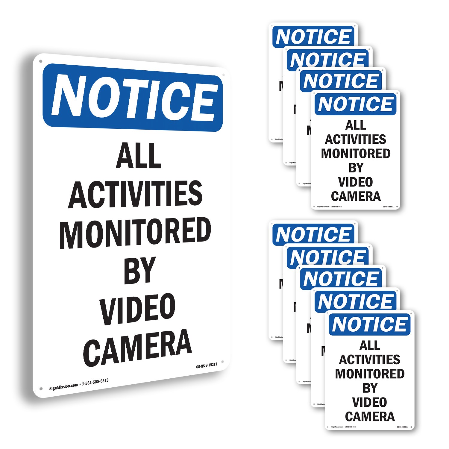 All Activities Monitored By Video Camera OSHA Notice Sign, Decal 5 or 10 Pack