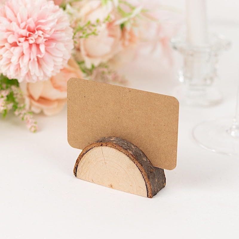 10 Natural 2.5 in Semicircle Wood Table Sign Holders Place 2.5″,