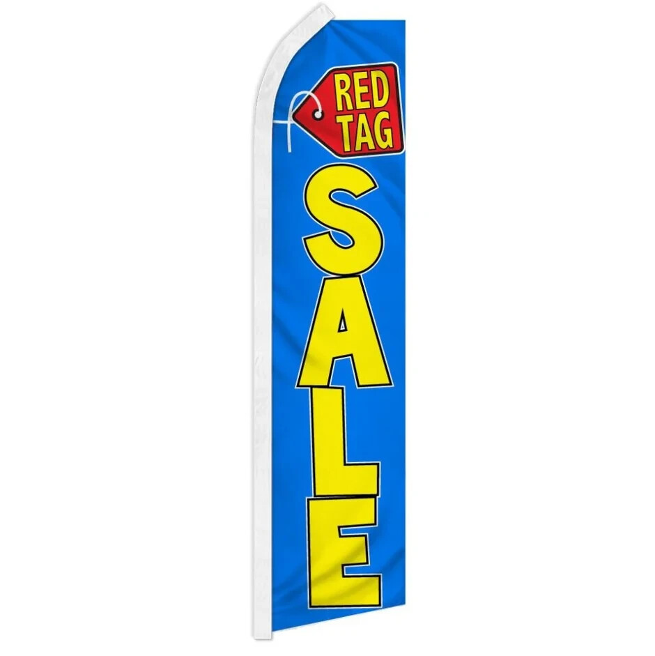 Red Tag Sale (Blue) Swooper Advertising Banner Flag for Retail Sales & Specials