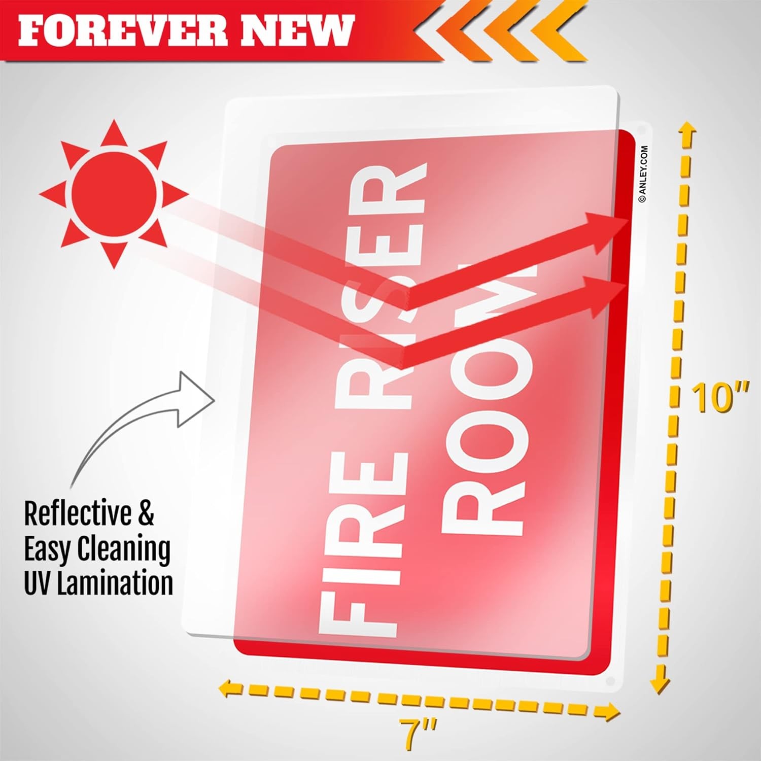Anley Fire Riser Room Sign Aluminum 7″x10″ Fire Pump Safety Metal Warning Sign