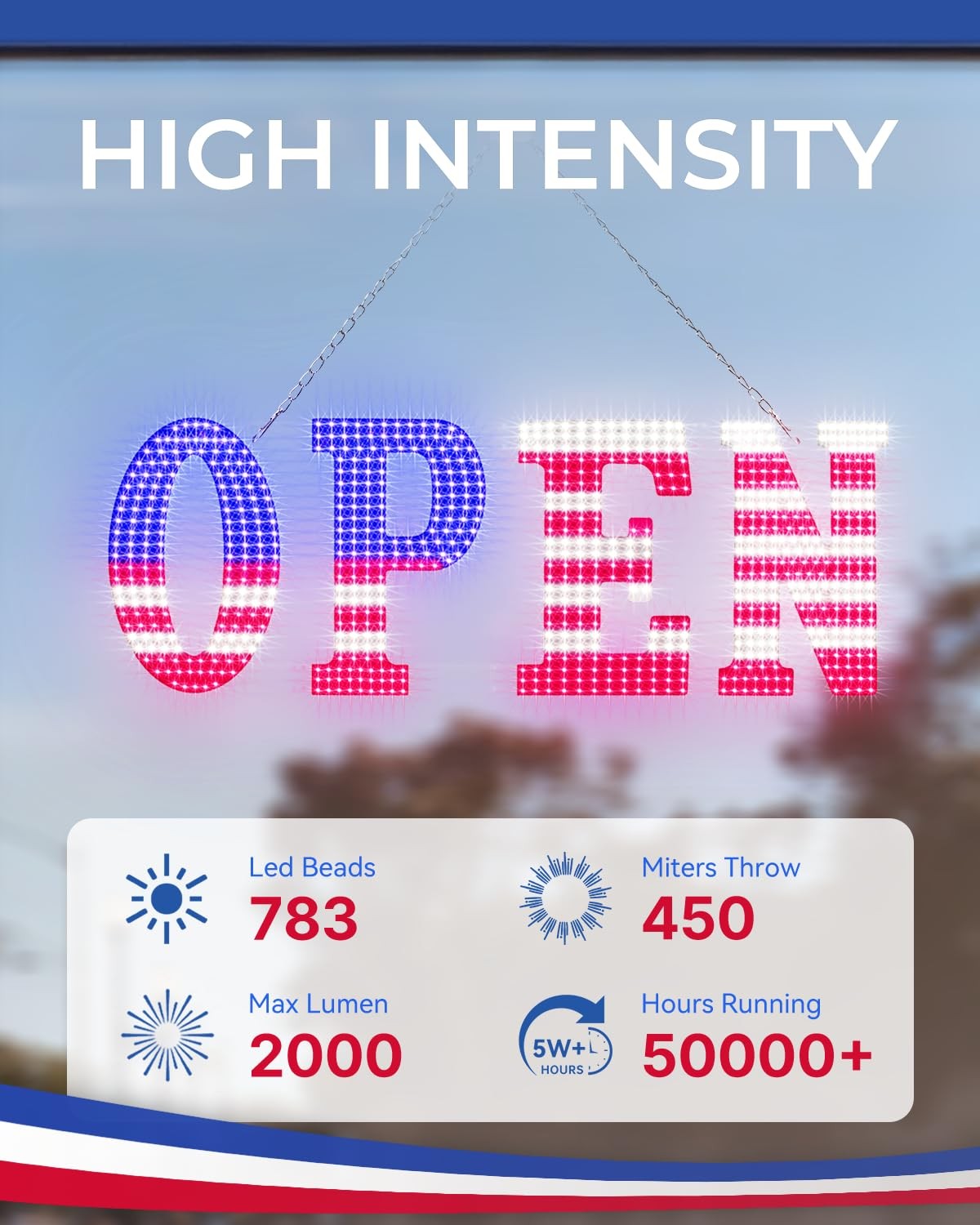 30” x 10″ Large Open Signs for Business, Super Bright LED Open Closed Sign w…