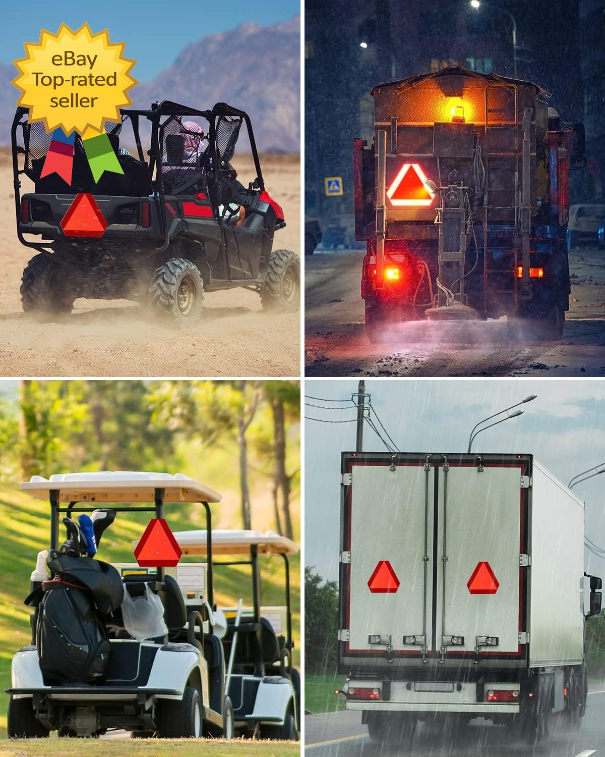 Slow Moving Vehicle Sign 14 x 16 Reflective Aluminum Safety Triangle for Cart